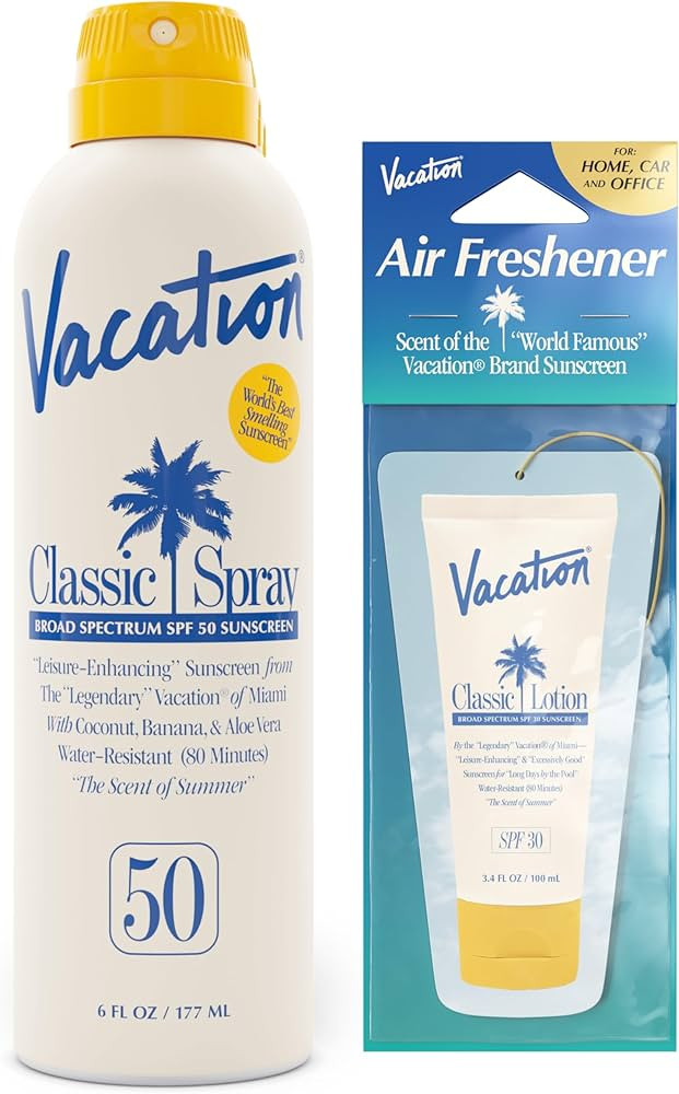 Vacation Classic SPF 50 Sunscreen Spray and Air Freshener Bundle, 6 Fluid Ounces - Broad Spectrum... | Amazon (US)