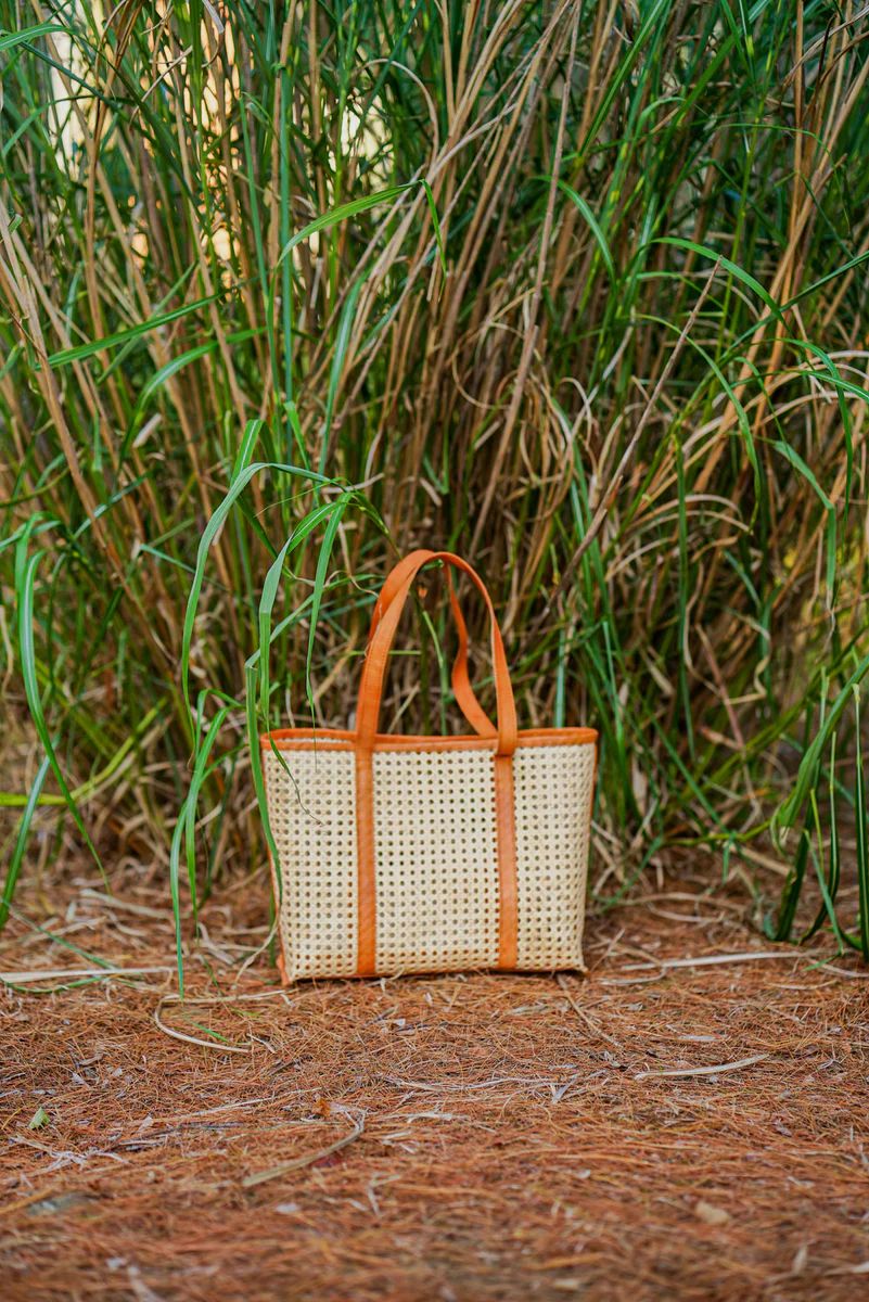 BELLA RATTAN WITH LEATHER TRIM TOTE | All In The Detail