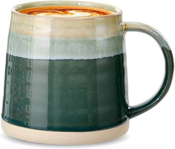 Coffee Mug, 13 oz Pottery Cup Handmade for Tea, Latte, or Hot Chocolate, Reactive Glaze Combined ... | Amazon (US)