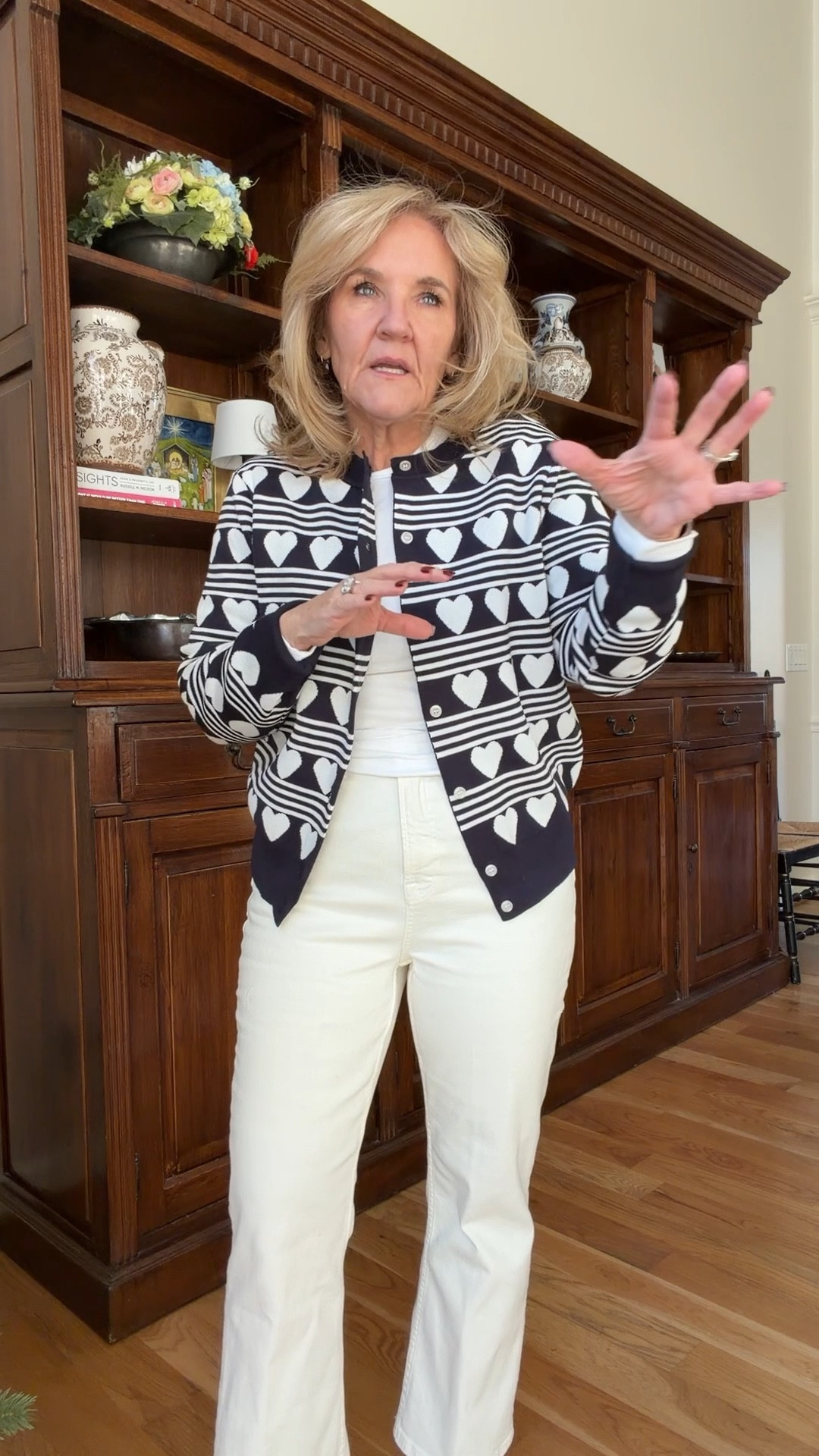 Walmart new arrivals size large except the Walmart jeans. I sized down to a 6 
Ecru jeans are spanx size up 2 sizes! They run small! 

Red sweater Walmart navy valentine sweater 

#LTKOver40 #LTKPetite #LTKHoliday #LTKOver40 #LTKFindsUnder50 #LTKSeasonal