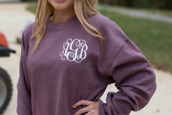 Monogrammed Sweatshirt ~ Monogram Sweater ~ Crewneck ~ Gift for Her ~ Gift Under 20 (MG003) | Etsy (US)