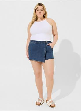 Mid-Rise Vintage Stretch Denim Skort | Torrid (US & Canada)