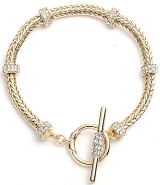 Lauren Ralph Lauren Crystal Gold Tone Pave Roundell Flex Line Bracelet | Dillard's | Dillard's