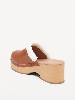 Faux-Leather Sherpa-Lined Clogs for Women | Old Navy (US)