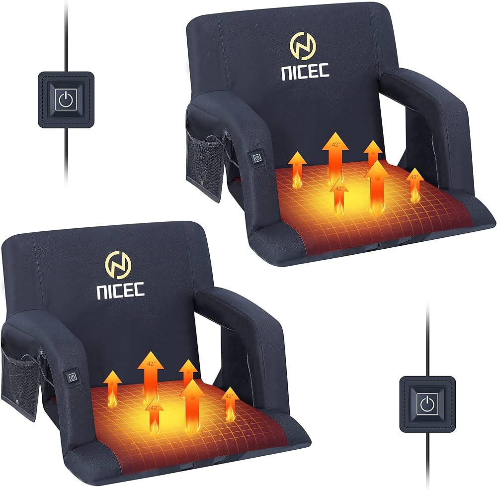Nice C Heated Stadium Seat, Stadium Seats with Back Support, Bleacher Chairs with Back and Cushio... | Amazon (US)