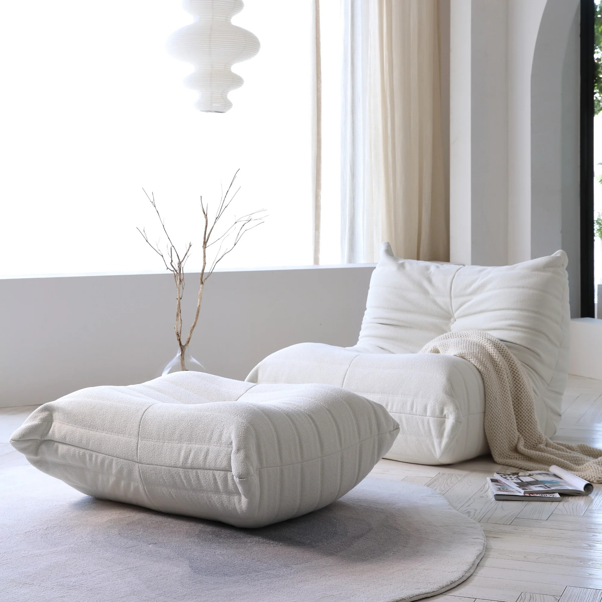 Magic Home Modern Sectional Sofa Togo Sofa Lazy Sofa Floor Sofa Foam Sofa Teddy Velvet Couch for ... | Walmart (US)