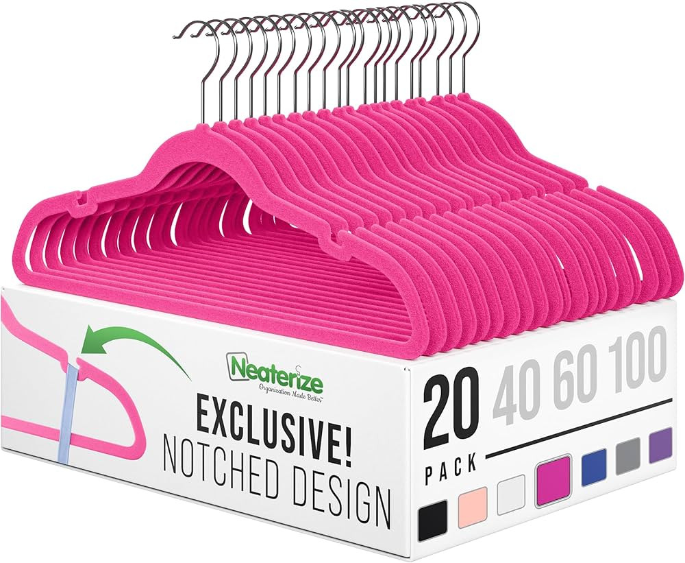 Velvet Hangers 20 Pack Pink – Heavy Duty Velvet Clothes Hangers - Non Slip Felt Coat and Suit H... | Amazon (US)