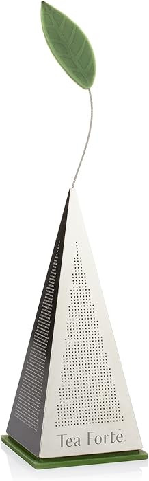 Tea Forte Icon Stainless Steel Loose Leaf Tea Infuser, Extra Fine Strainer with Silicone Leaf and... | Amazon (US)