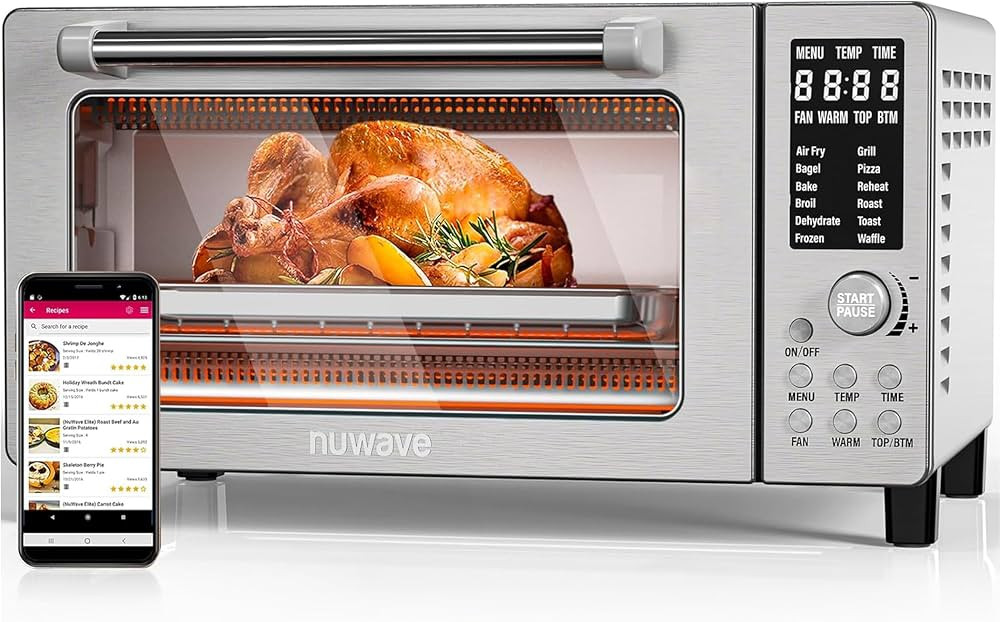 Nuwave Bravo Air Fryer Toaster Smart Oven, 12-in-1 Countertop Convection, 1800 Watts, 21-Qt Capac... | Amazon (US)
