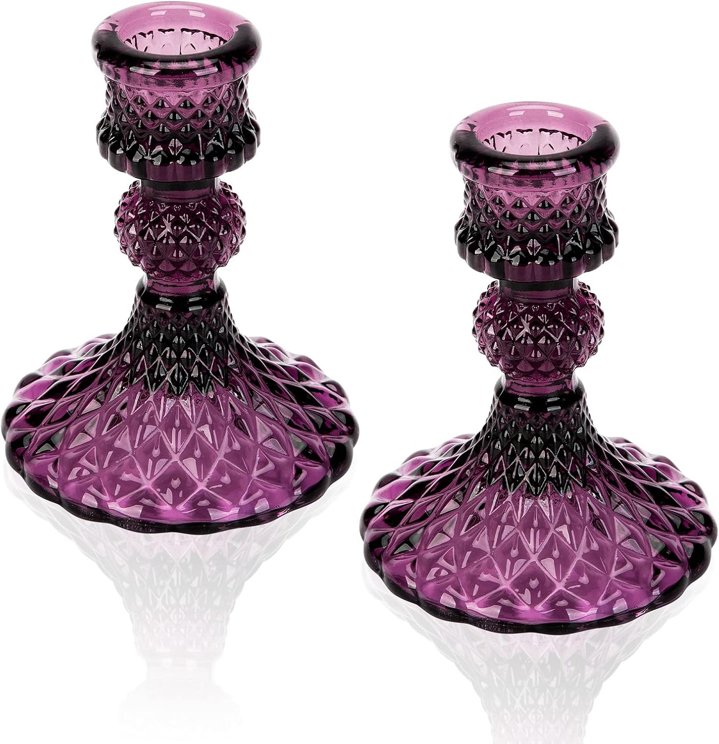 Glass Candle Holder, 2PCS Decorative Candle Sticks Pillar Candle Stand for Formal Events Wedding ... | Amazon (US)