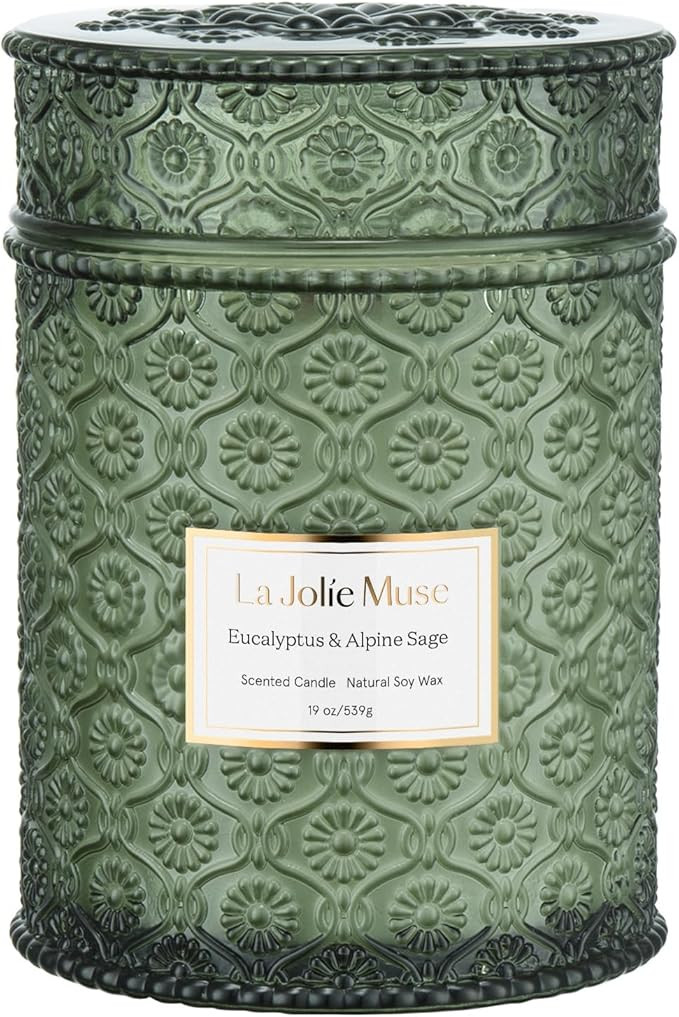 LA JOLIE MUSE Scented Candles Eucalyptus & Alpine Sage, Large Wood Wicked Candles, Decorative Can... | Amazon (US)