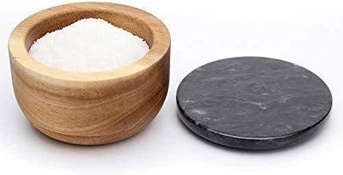 Big Capacity Natural Acacia Wood Salt Cellar - Pepper Box - Spice Container with Marble Lid (Grey... | Amazon (US)