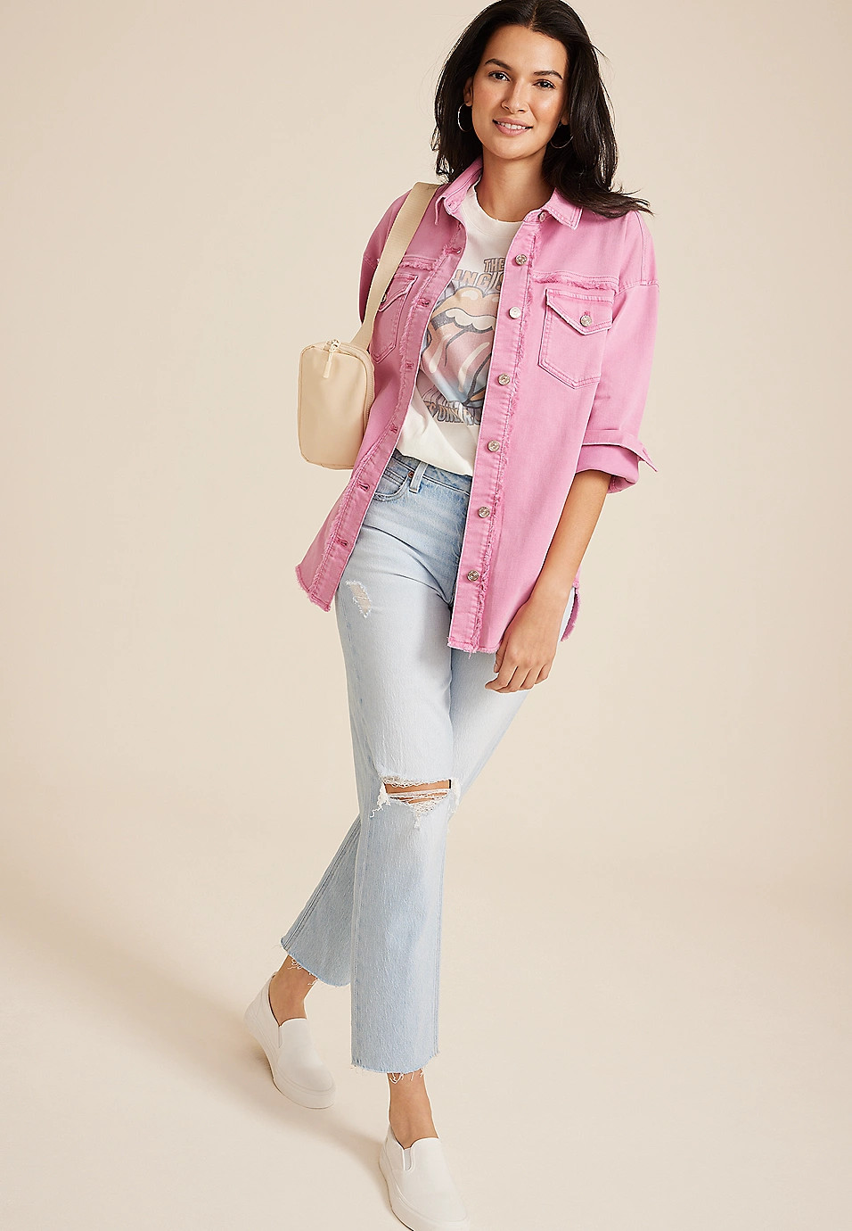 Pink Denim Shacket | Maurices
