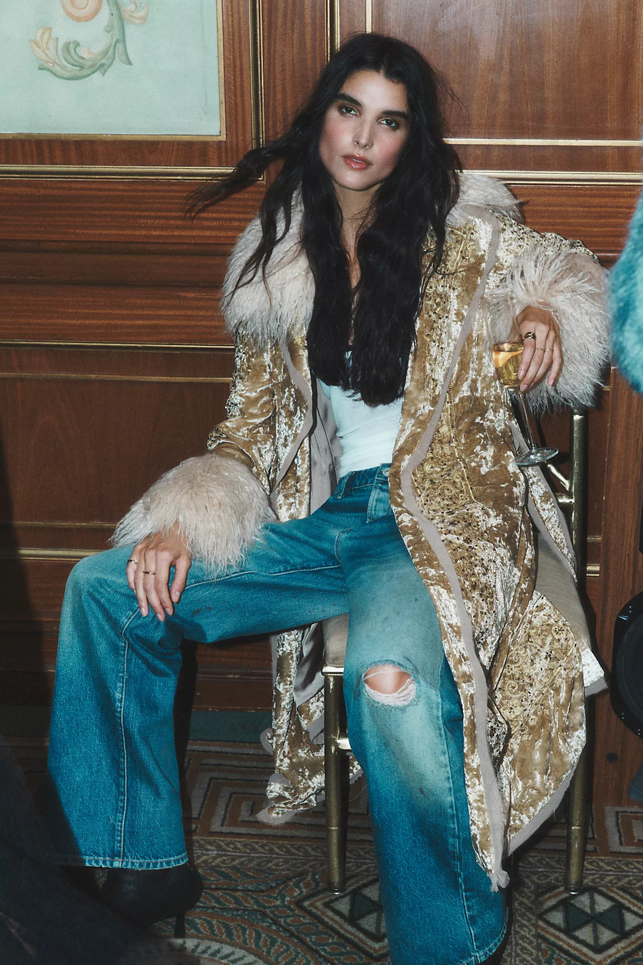 Pyre Embellished Duster Jacket at Free People in Gold Combo, Size: Small | Free People (UK)