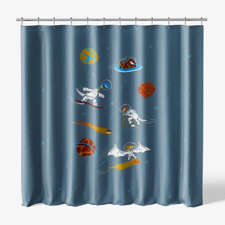 Mainstays Kids Fabric Shower Curtain with Hooks Set, Space Dino | Walmart (US)