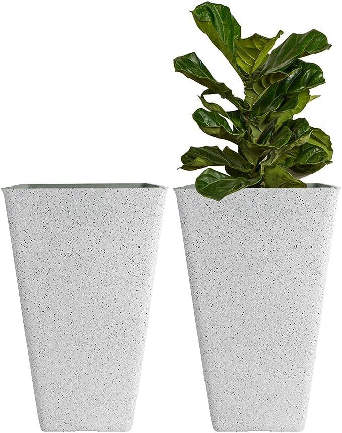 Large Outdoor Tall Planters - 20" Indoor Square Plant Tree Planters with Drainage, Set of 2, Spec... | Amazon (US)