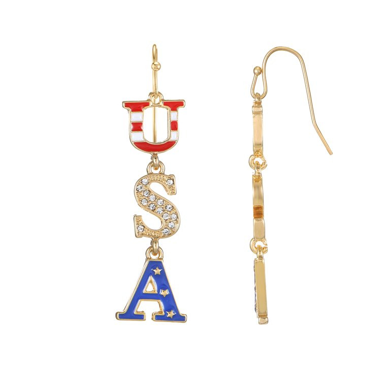 Way to Celebrate Americana Linear "USA" Earring, 1 Pair | Walmart (US)