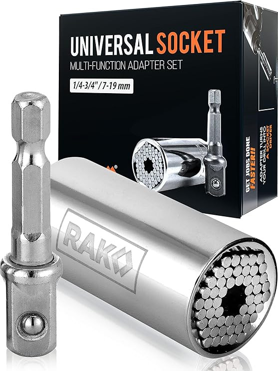 RAK Super Universal Socket Tool, 7-19mm Universal Socket Wrench Set, Gator Grip with Power Drill ... | Amazon (US)
