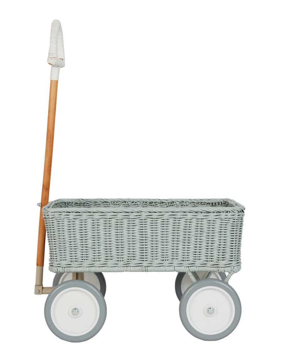 Rattan Wonder Wagon - Vintage Blue | Olli Ella - Kids' Rattan Toys | Bohemian Mama