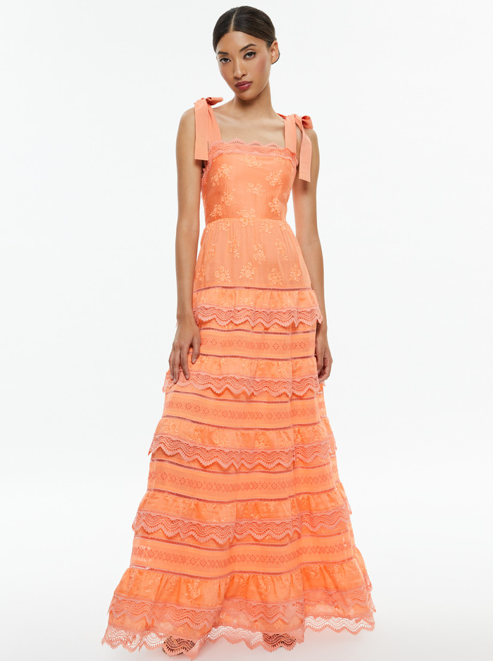 VEGA SLEEVELESS TIERED MAXI DRESS | Alice + Olivia
