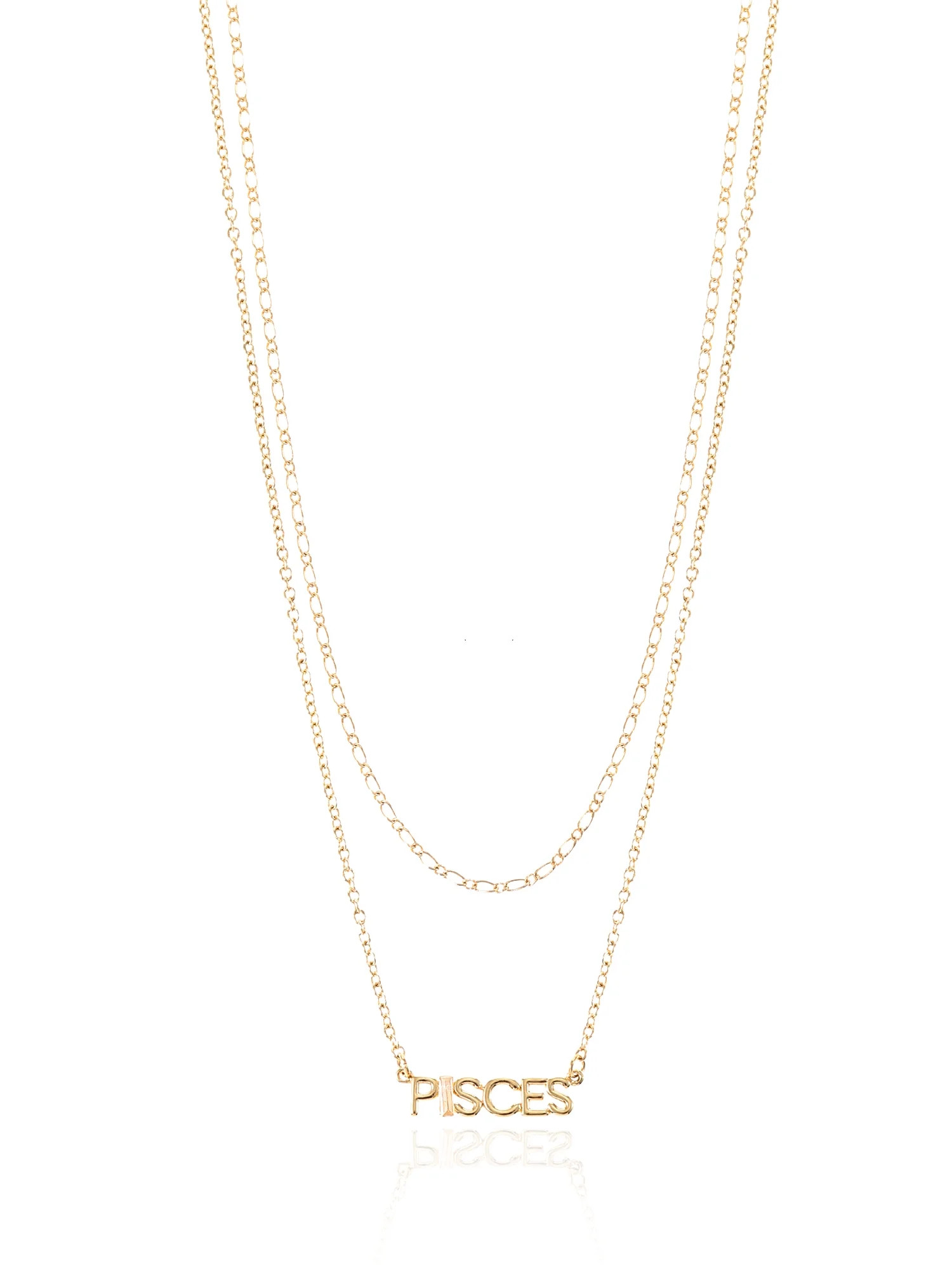 Time and Tru Goldtone Zodiac Necklace Set, 2 Pieces, Pisces | Walmart (US)