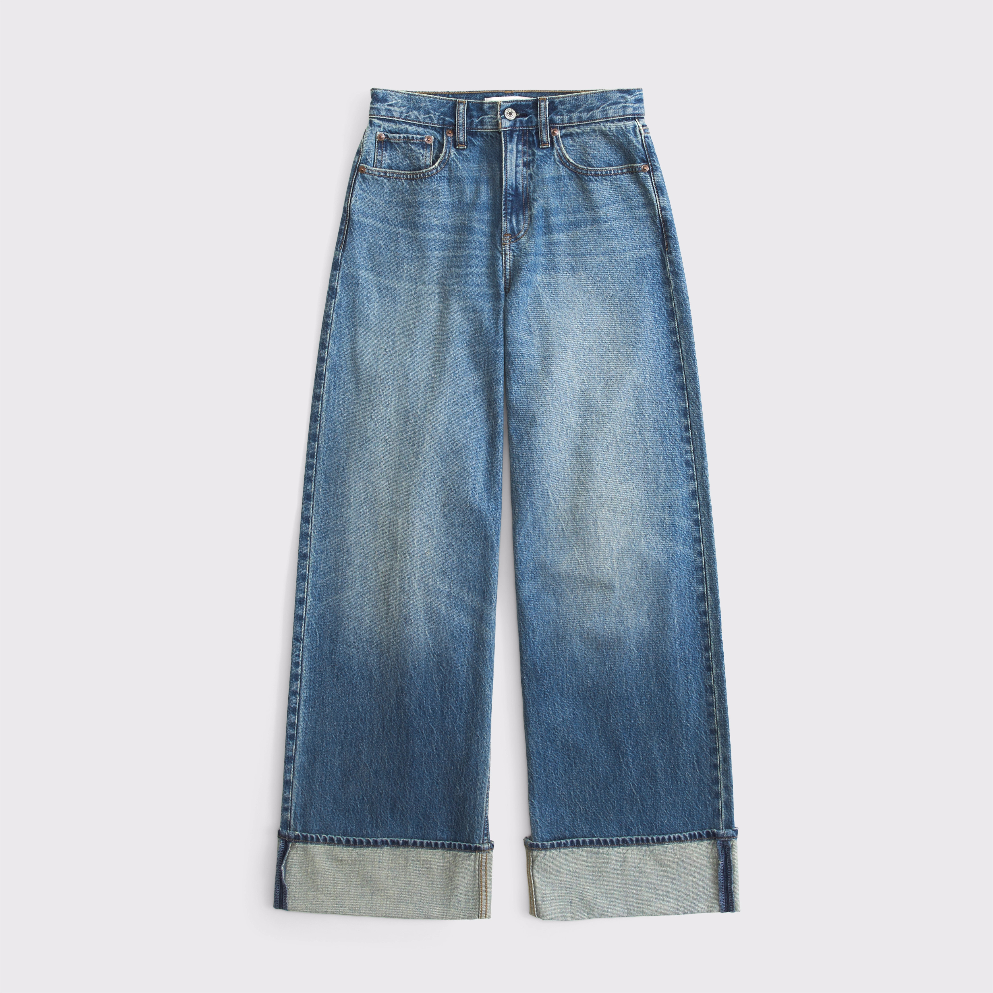 High Rise Wide Leg Cuffed Jean | Abercrombie & Fitch (US)