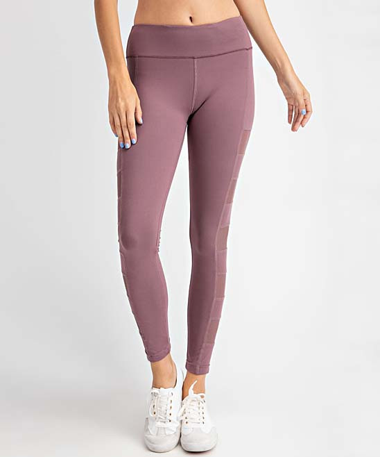 Avenue Hill Women's Leggings DK.MAUVE - Dark Mauve Mesh-Panel High-Waist Leggings - Plus | Zulily