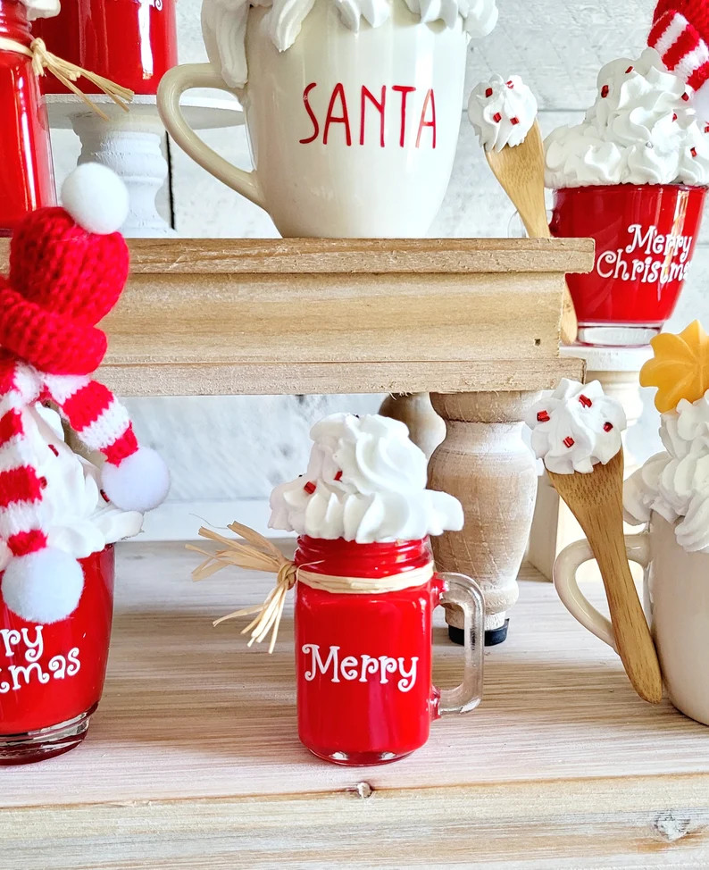 Faux Coffee Christmas Mug Topper Christmas Tier Tray Decor - Etsy | Etsy (US)