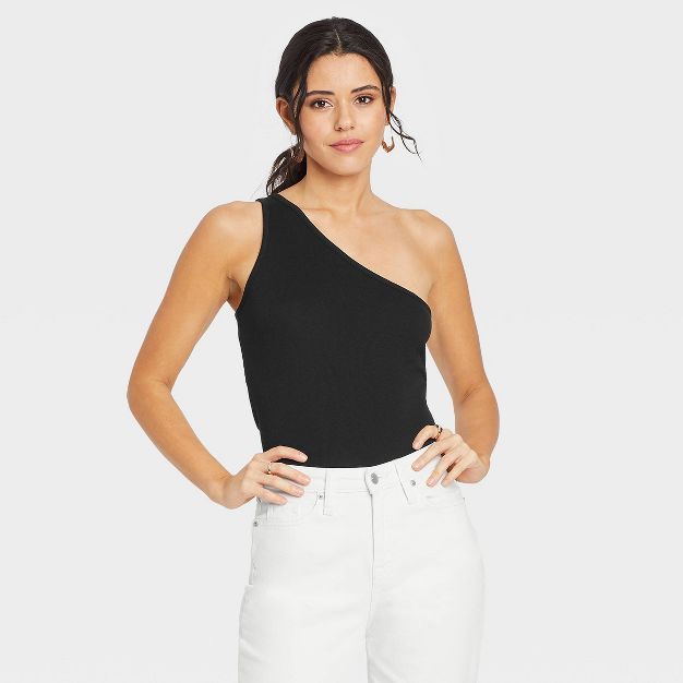 Women&#39;s Slim Fit One Shoulder Tank Top - A New Day&#8482; Black M | Target