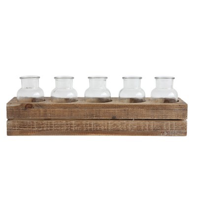 Wood Crate with 5 Glass Bottles - 3R Studios | Target