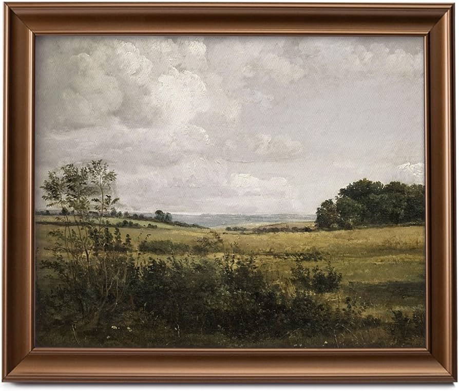 Amazon.com: Framed Vintage Canvas Wall Art Decor, Landscape Farmhouse Wall Prints for Bedroom Bat... | Amazon (US)