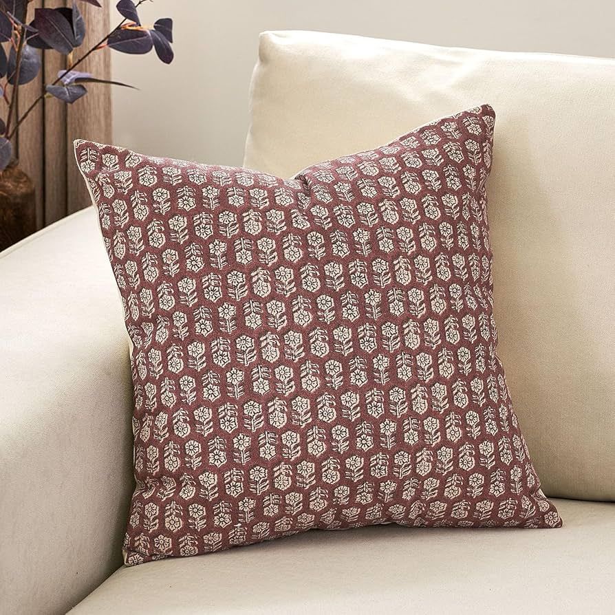 DOMVITUS 18x18 Pillow Cover, Floral Pillow Covers, Couch Pillows for Living Room, Decorative Farm... | Amazon (US)