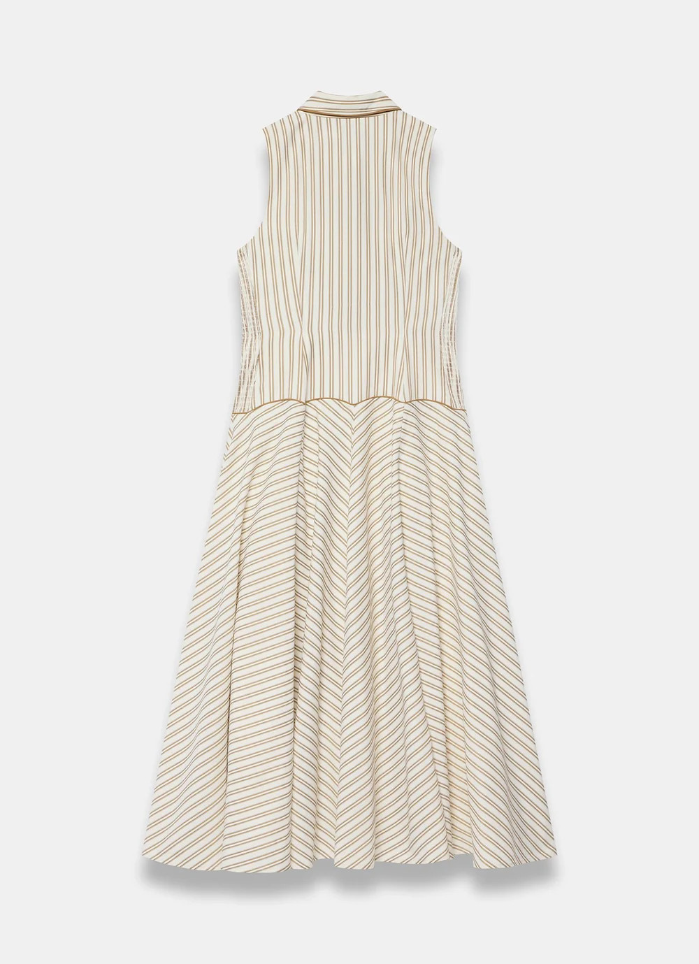 Neutral Cotton Blend Striped Midi Dress | Mint Velvet