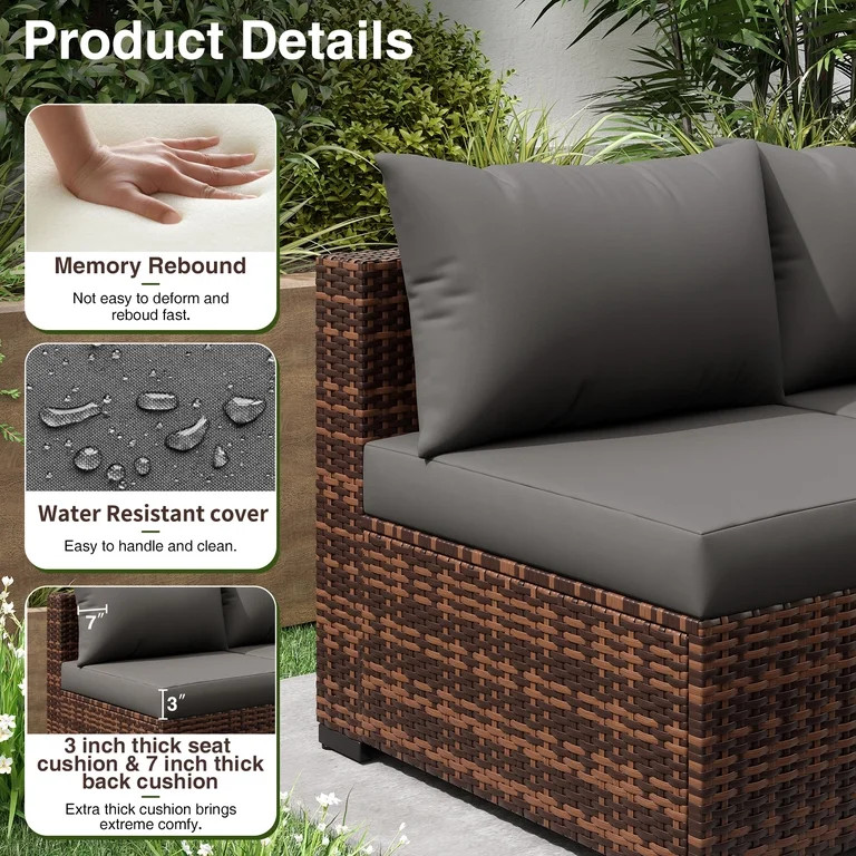 ELPOSUN Patio Furniture Set, Outdoor Patio Furniture Wicker Furniture Couch Set, 7 Pieces Outdoor... | Walmart (US)