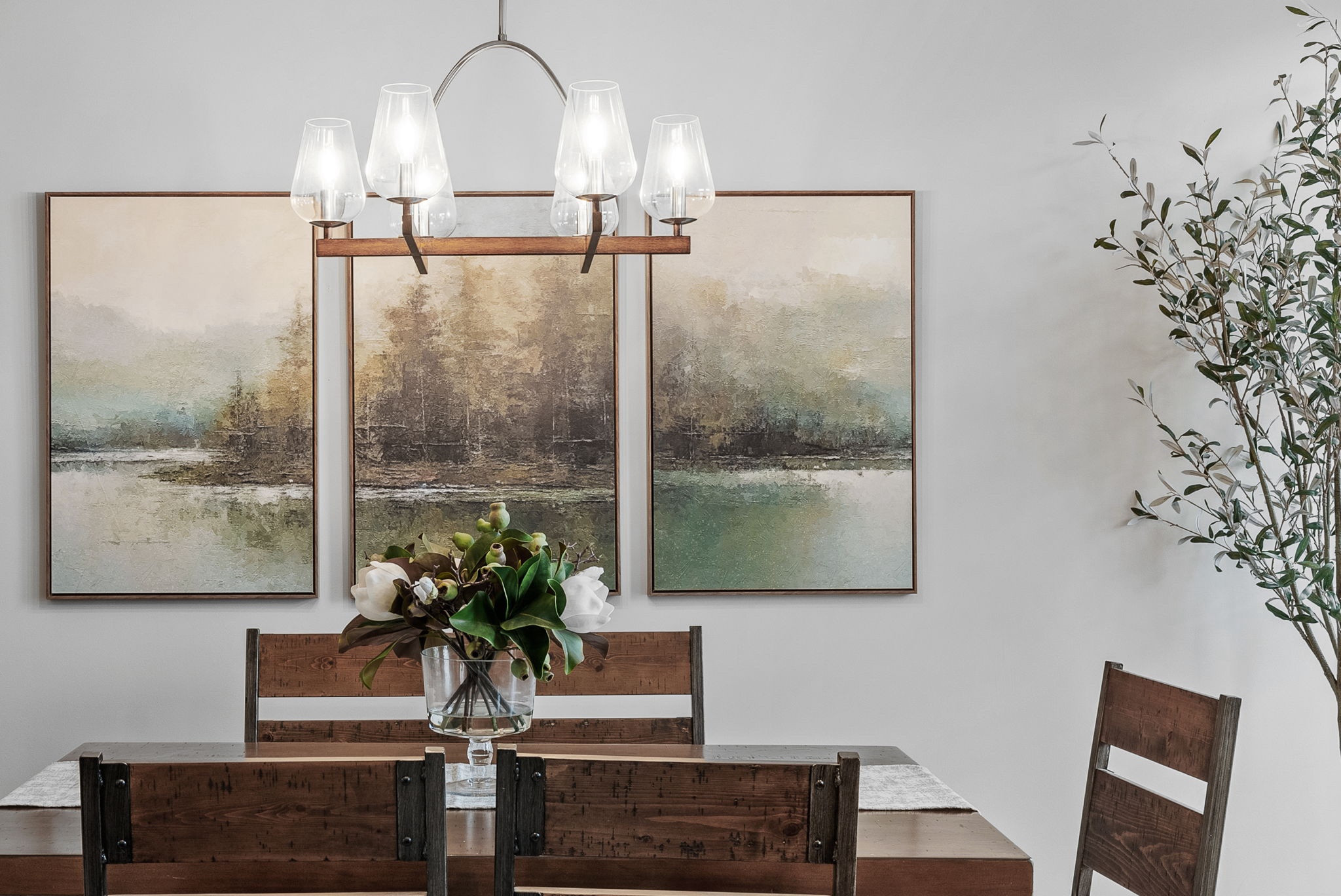 Updating kitchen paint, chandeliers, and wall decor can make a stunning impact for you in your home.  This project was all about creating a color story, discovering client’s interests (loves PA & the Laurel highlands) and working them in, and assessing lighting that would compliment existing rustic furniture but elevate the space.  

#LTKHome