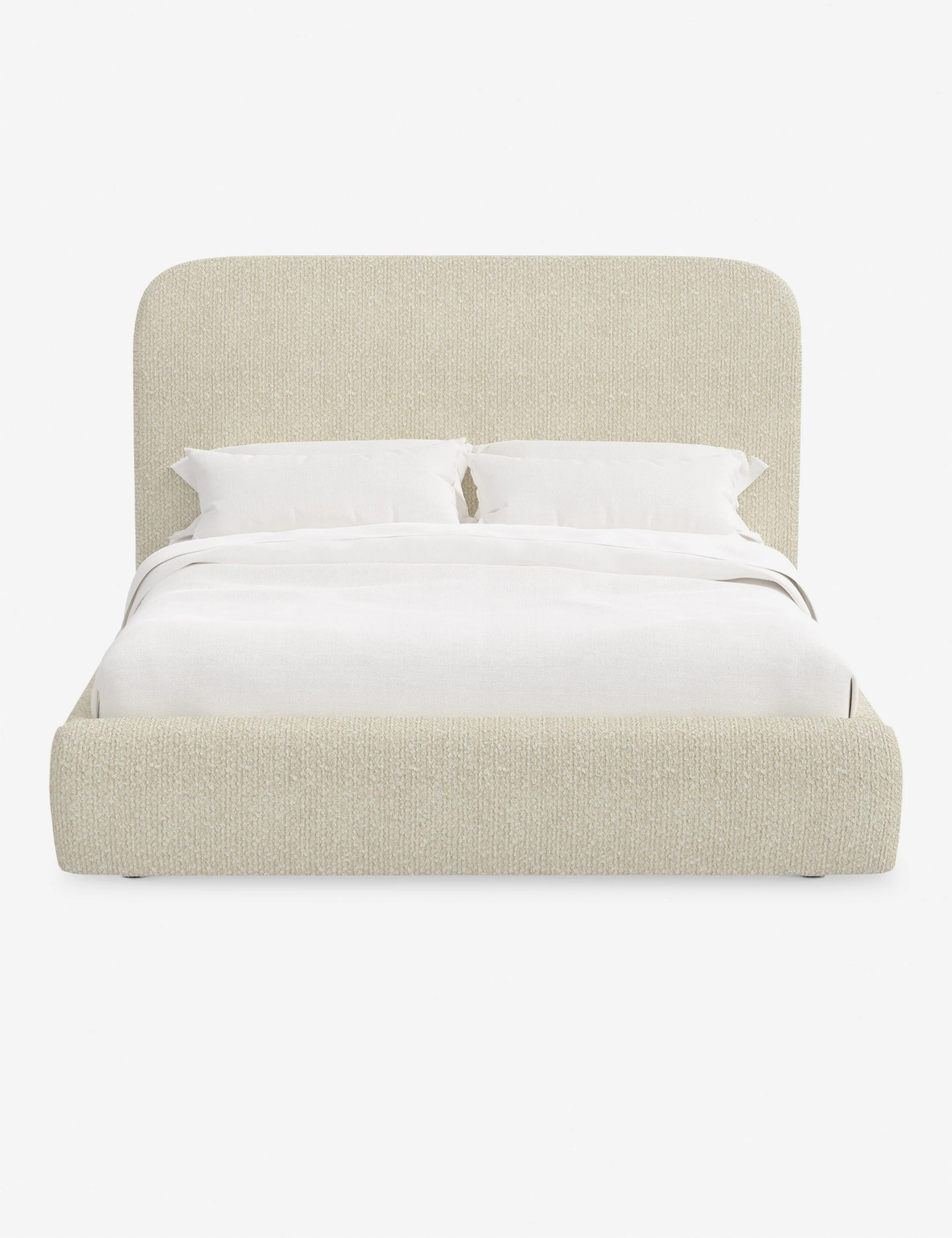 Nabiha Tall Platform Upholstered King Bed, Ivory Basket Boucle | Lulu and Georgia 