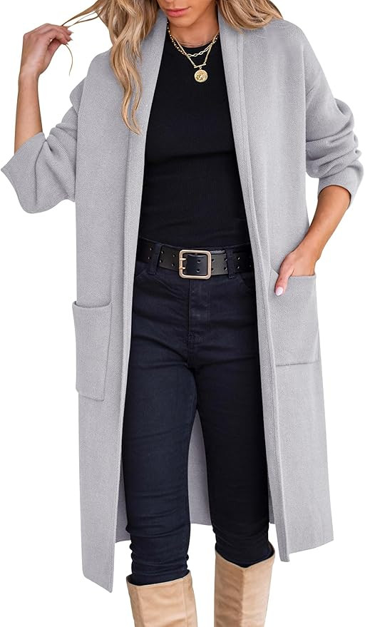 ANRABESS Women's Cardigan Long Sweater Oversized Open Front Knit Duster Coat 2024 Trendy Lady Fal... | Amazon (US)
