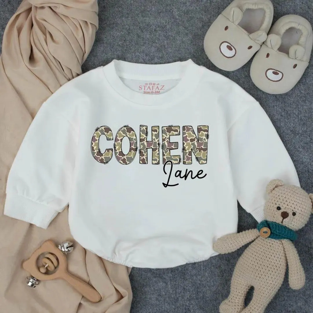 Customized Camo Southern Boy Bubble Romper, Duck Hunting Baby Romper, Rustic Toddler Outfit - Ets... | Etsy (US)