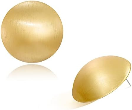 Gold Button Stud Earrings for Women Brushed Discs Stud Earrings Polished Ball Earrings for Women ... | Amazon (US)