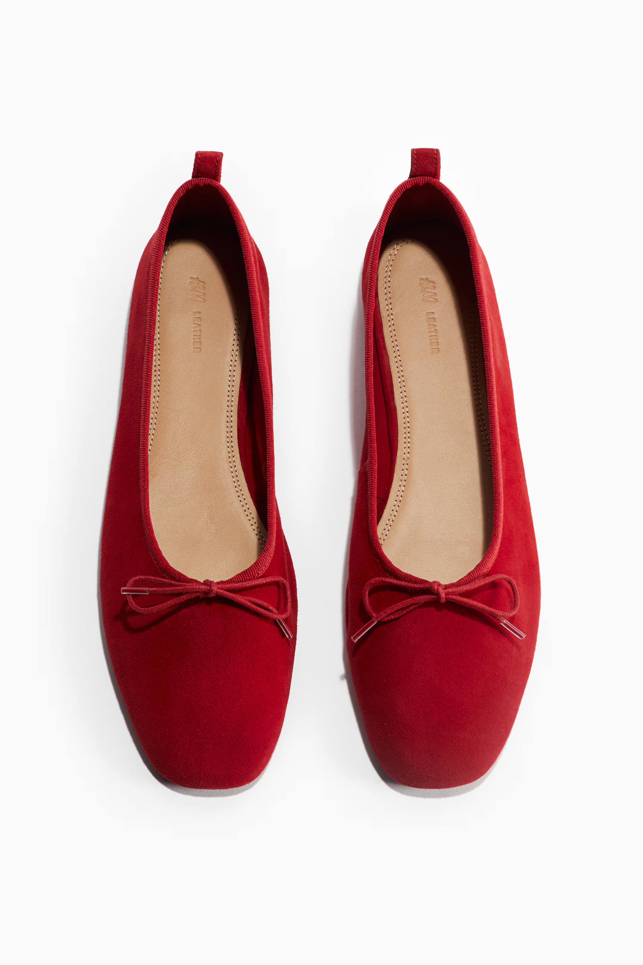 Leather ballet pumps - No heel - Red - Ladies | H&M GB | H&M (UK, MY, IN, SG, PH, TW, HK)