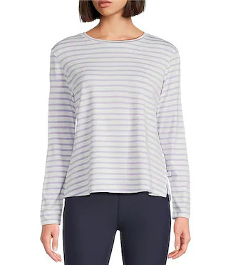 Everyday Stripe Print Scoop Neck Long Sleeve Top | Dillard's