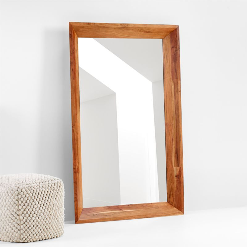 Solomon Acacia Wood Floor Mirror | Crate & Barrel | Crate & Barrel