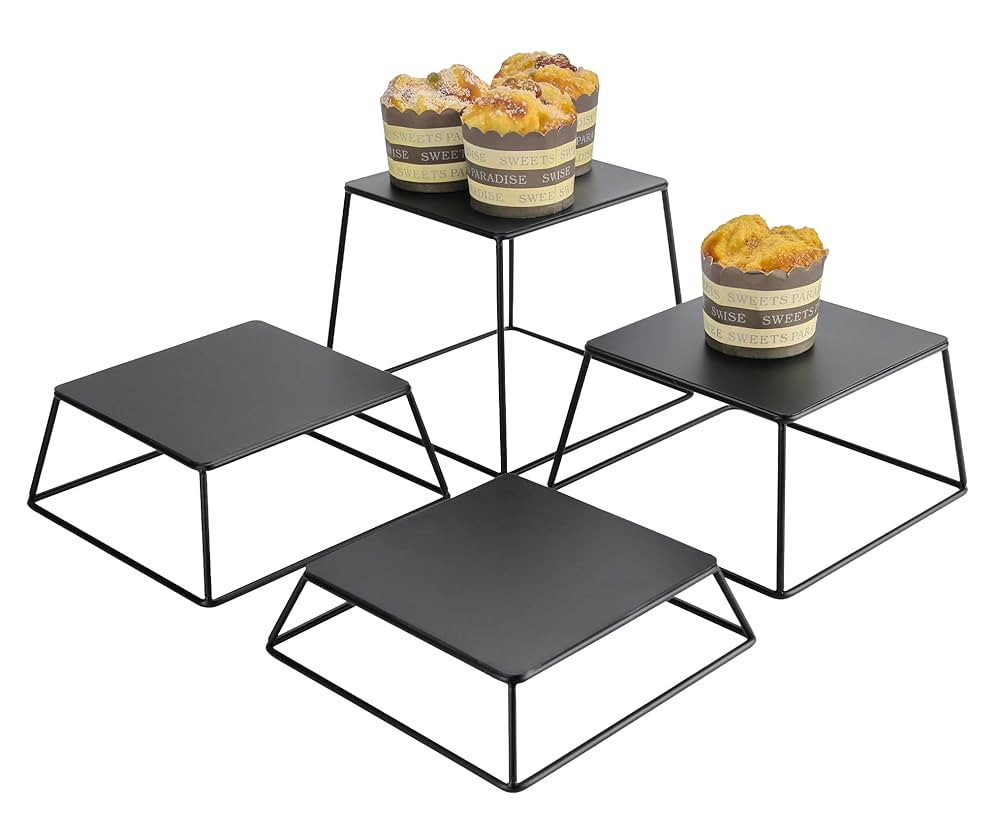 Dessert Table Risers Display Stands Food display Black Metal Square Retail Pizza,Cupcake,Candy St... | Amazon (US)