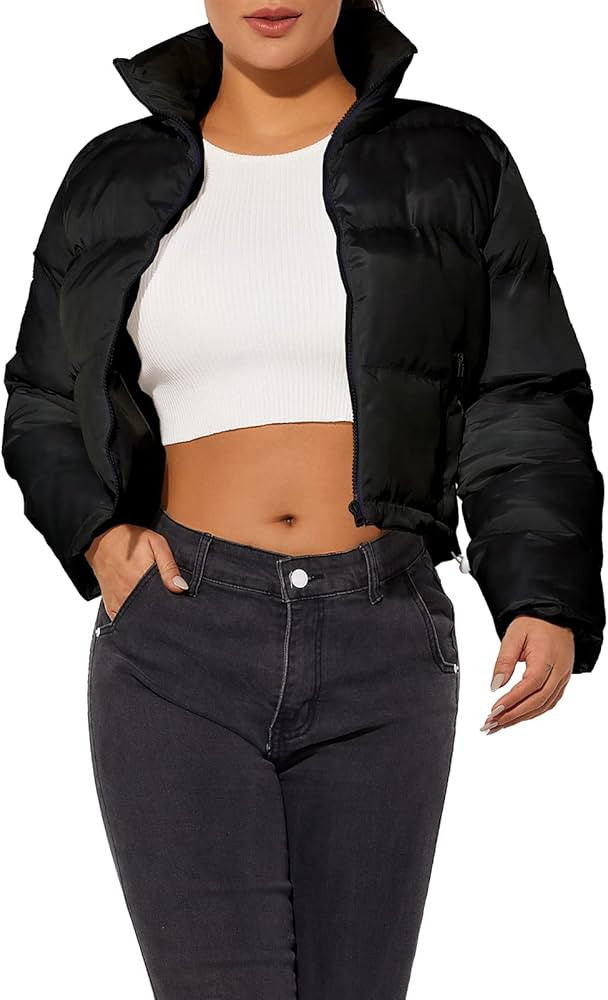 Hujoin Women's Crop Short Jacket Cropped Puffer Fashion Jackets for Women Warm Winter Lightweight... | Amazon (US)