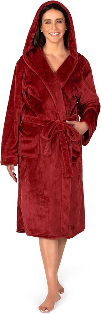 PAVILIA Women Robe with Hood, Fleece Lightweight Soft Long Hooded Robe for Women, Plush Fuzzy Coz... | Amazon (US)