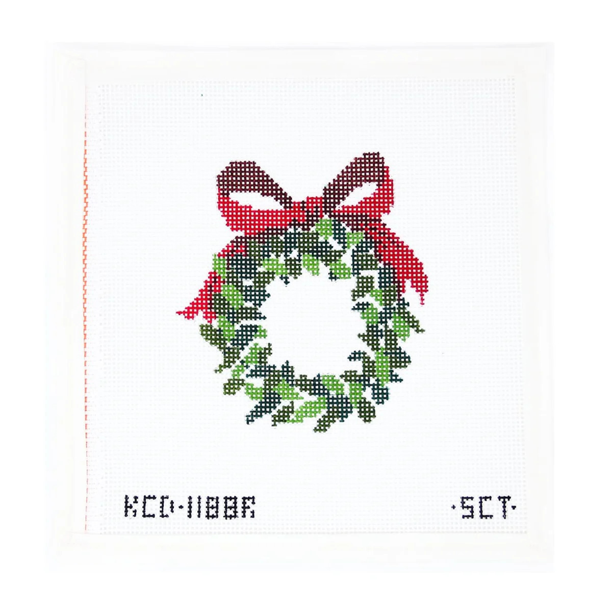 Monogramable Wreath Red | Greystone Needlepoint