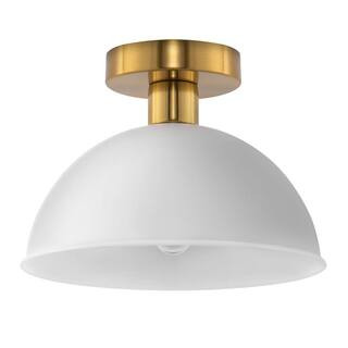 Briignite 10.1 in. 1-Light White Dome Semi-Flush Mount for Kitchen and No Bulbs Included 2-Pack H... | The Home Depot