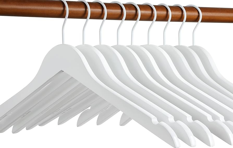 TOPIA HANGER White Wood Bridal Dress Hangers, Premium Wooden Shirt Hangers 10 Pack, 360° White H... | Amazon (US)