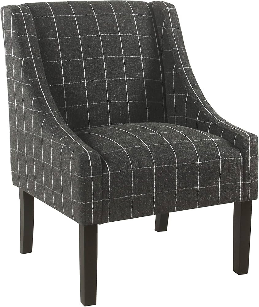 HomePop Modern Swoop Arm Accent Chair, Black Windowpane | Amazon (US)