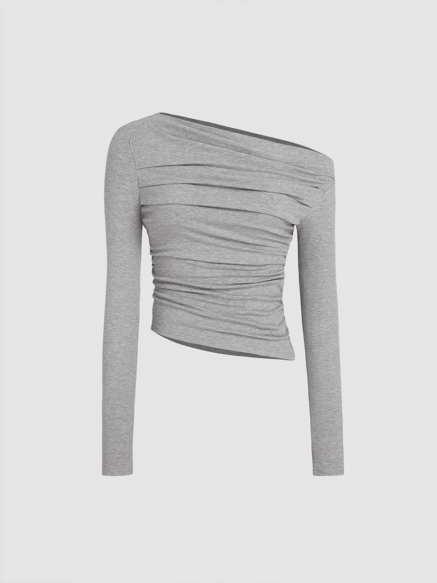 Solid Asymmetrical Neck Long Sleeve Top | Cider